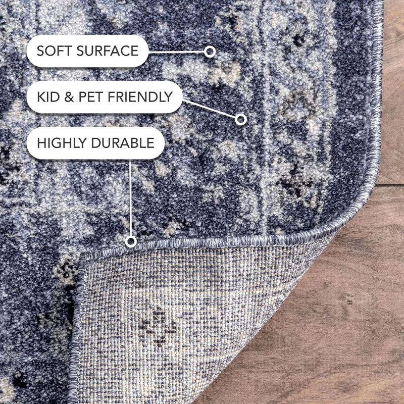 Nuloom Florid Emma Floral 4x6 Indoor Area Rug for Living Room Bedroom Dining Room Kitchen, Blue/Ivory
