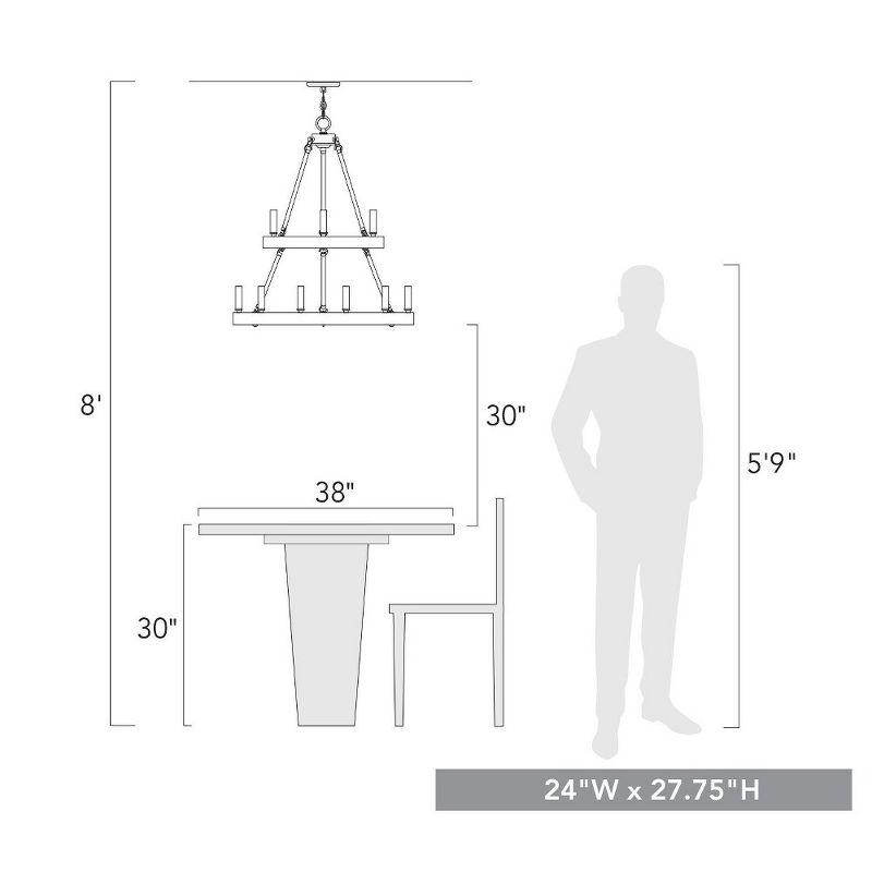 Matte Black 2-Tier 9-Light Transitional Chandelier