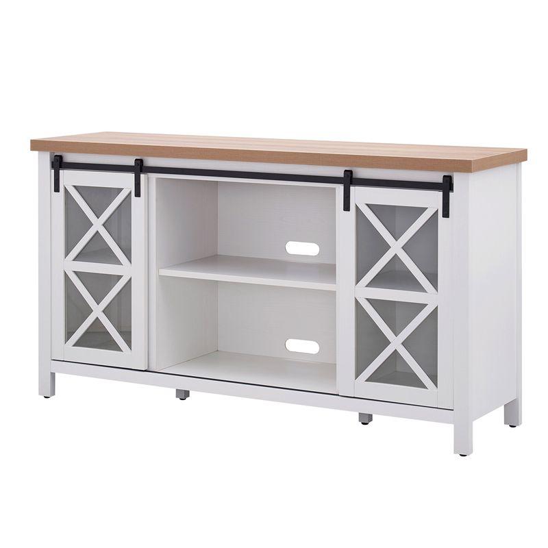 58" White and Golden Oak TV Stand - Henn&Hart