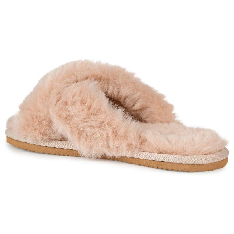 Tan Faux Fur Open Toe Women's Slippers