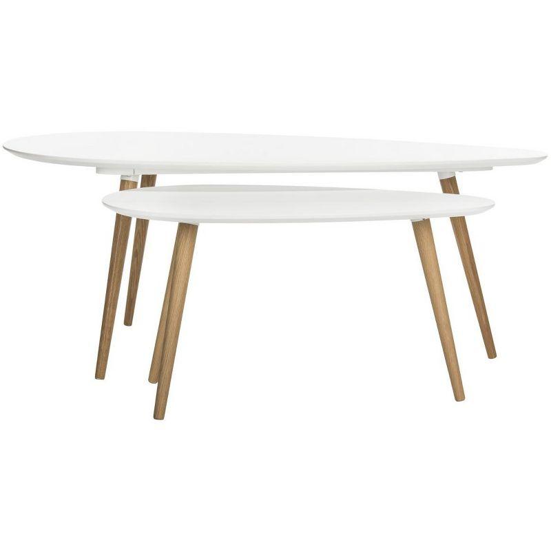 Saffron Split Coffee Table - White/Oak - Safavieh