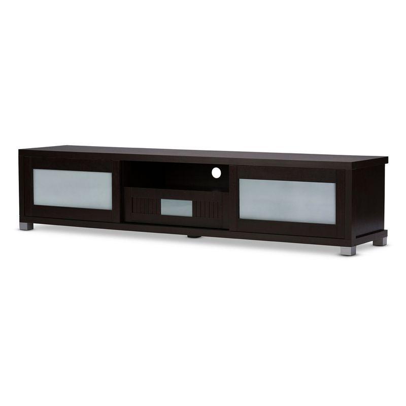 Gerhardine Wood Cabinet: Espresso Finish, Media Storage, 85" TV Compatibility - Baxton Studio