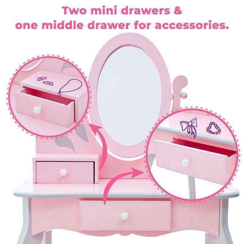 Teamson Kids Princess Rapunzel Wooden 2-pc. Play Vanity Set, Pink/Grey