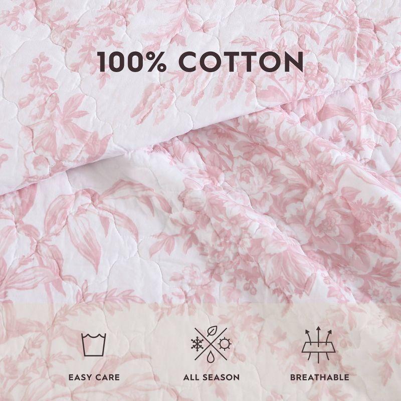 Laura Ashley Bedford Pink Cotton Reversible Quilt Set