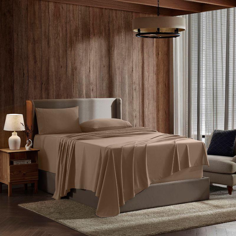 Nestl 4 Piece Queen Bed Sheet Set, Deep Pocket Extra Soft Microfiber Queen Sheets - Taupe Sand