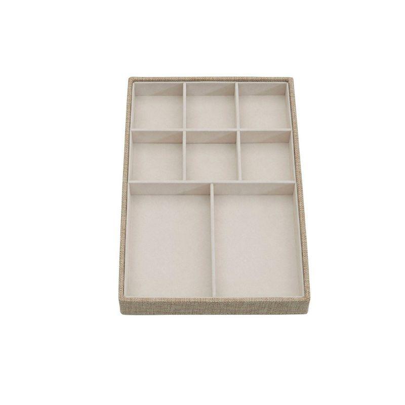 Household Essentials Stackable Jewelry Trays 3 Latte: Beige Polyester Drawer Organizer & Storage Trays, 8"x12"