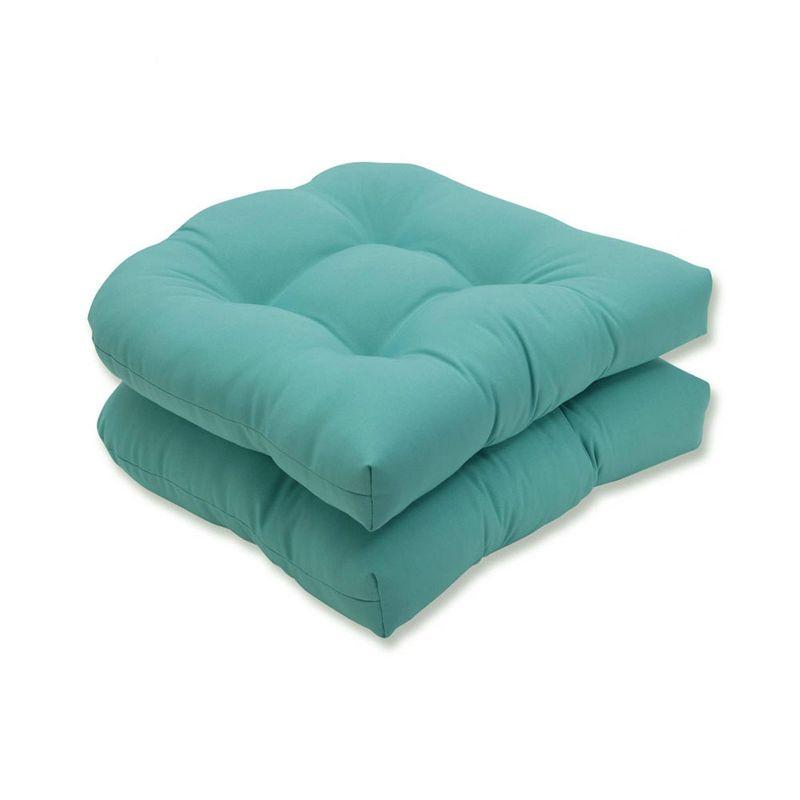 2pk Radiance Pool Wicker Outdoor Seat Cushions Blue - Pillow Perfect: Weather-Resistant, Fade-Resistant Patio Comfort