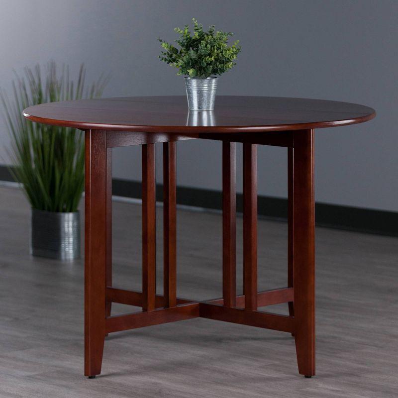 42" Alamo Round Double Drop Leaf Dining Table Wood/Walnut - Winsome: Hardwood Frame, Seats 4, Criss Cross Base