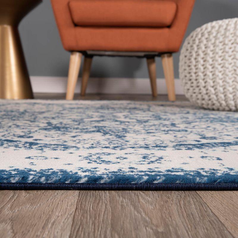 World Rug Gallery Vintage Oriental Distressed Medallion Blue 7'10" x 10' Area Rug