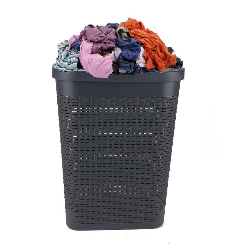 Mind Reader Mind Reader 40L Slim Laundry Hamper, Clothes Basket, Lid, Wicker Design, Plastic