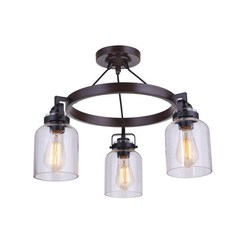 Craftmade Lighting Foxwood 3 - Light Semi-Flush Mount in  Flat Black/Dark Teak