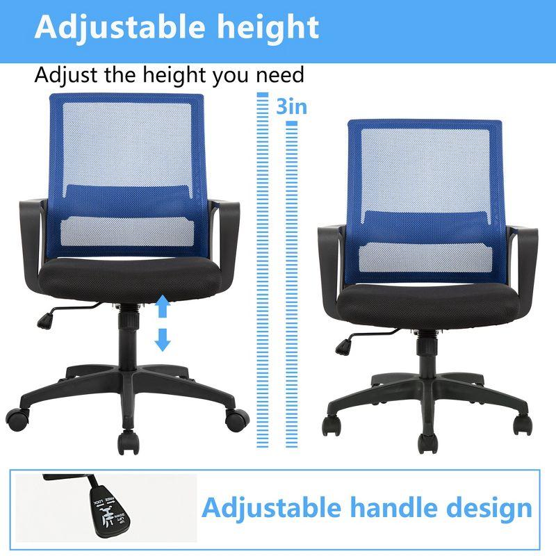 FDW Home Office Chair Mid-Back Mesh Computer Chair Lumbar Support Comfortable Executive Adjustable Chair with Armrests