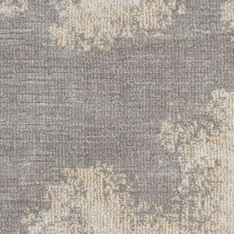 Gray Abstract Hand-knotted Rectangular Synthetic Rug