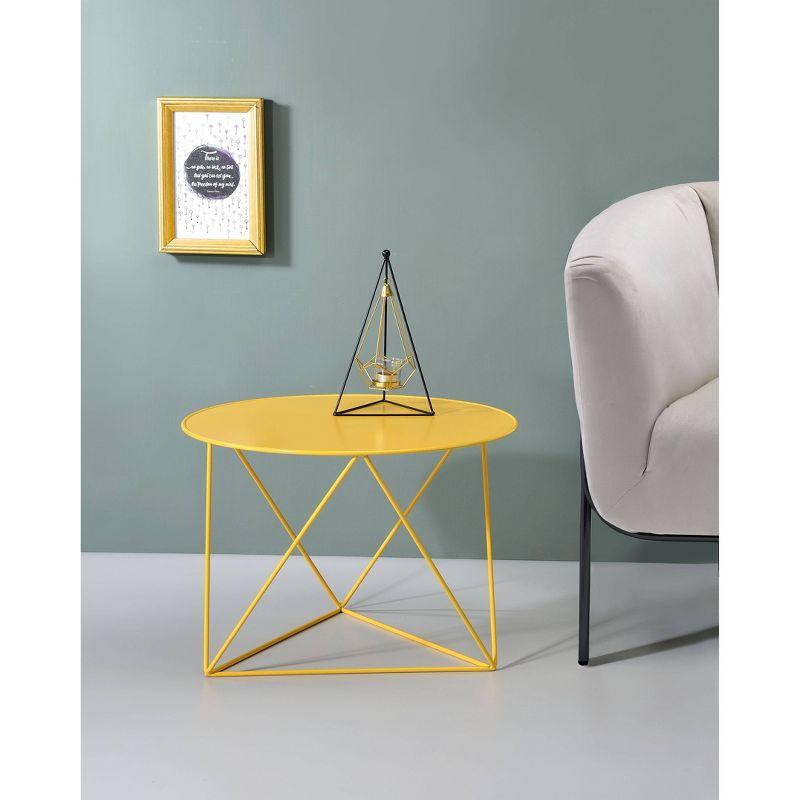 Epidia Accent Table Yellow - Acme Furniture: Modern Geometric Metal Base, 17" High