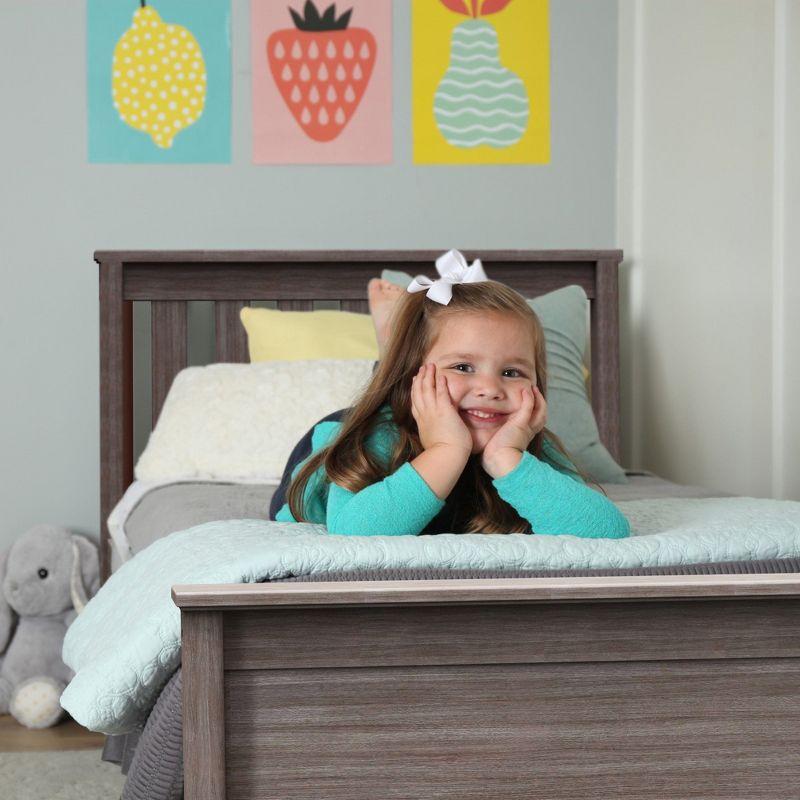 Max & Lily Twin Bed Frame with Headboard, Solid Wood Platform Bed for Kids, Clay