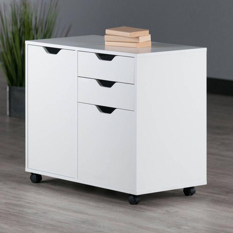 White Mobile 2-Drawer Filing Cabinet with Adjustable Shelf