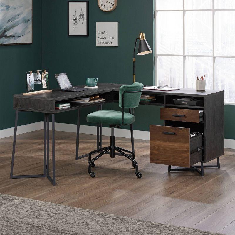 Brew Oak L-Shaped Computer Desk with Filing Cabinet