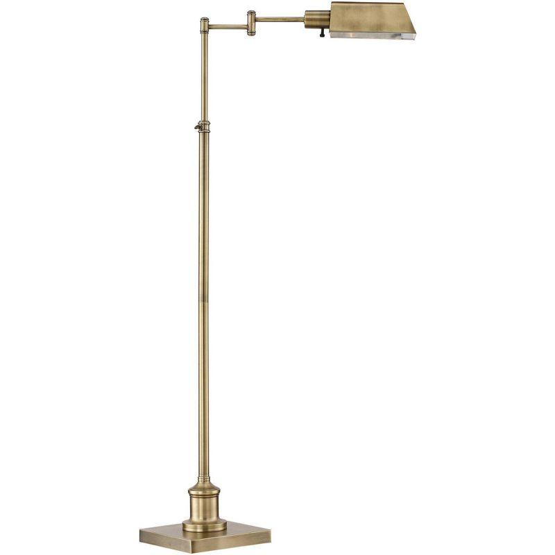 Adjustable Aged Brass Pharmacy Swing Arm Floor Lamp