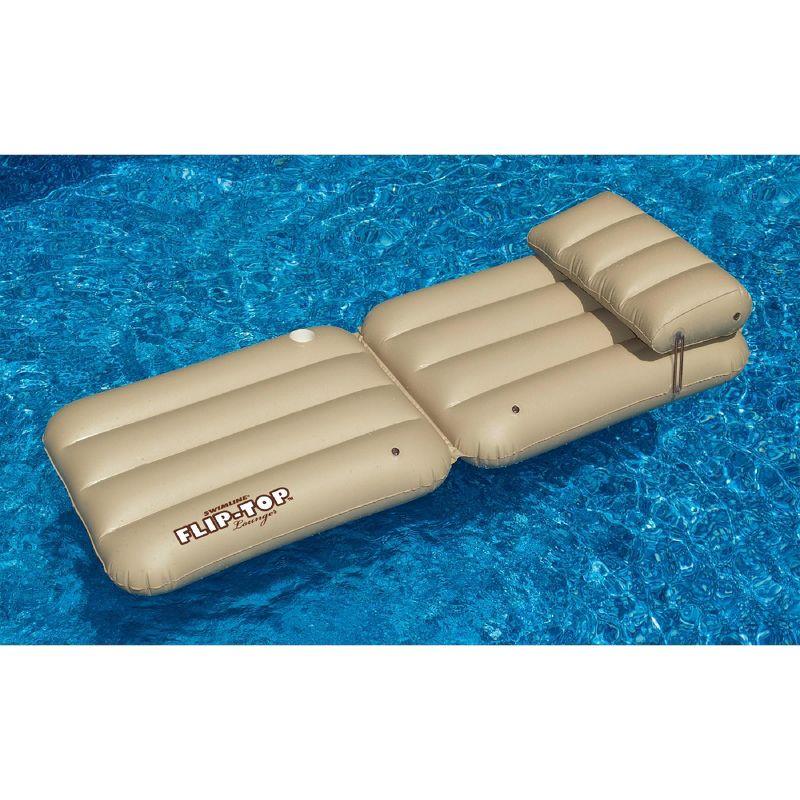 Swimline 88" Adjustable Flip-Top Inflatable Swimming Pool Lounger Raft - Beige