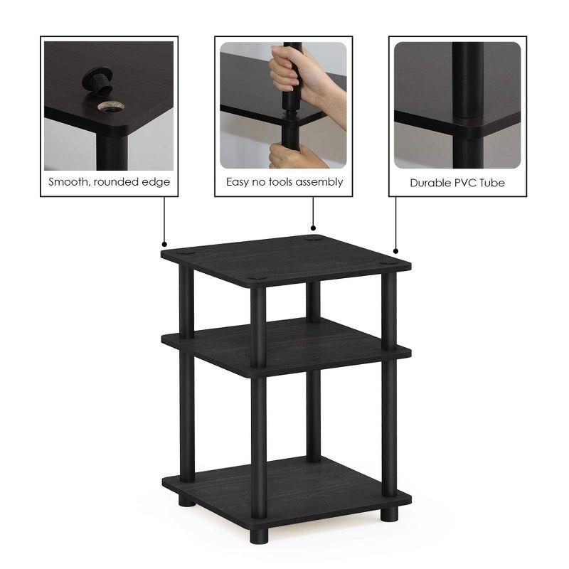 Furinno 3-Tier Easy Assembly Multipurpose Shelf Dispaly Open Shelves Sofa Side End Table Nightstand for Living Room&Bedroom