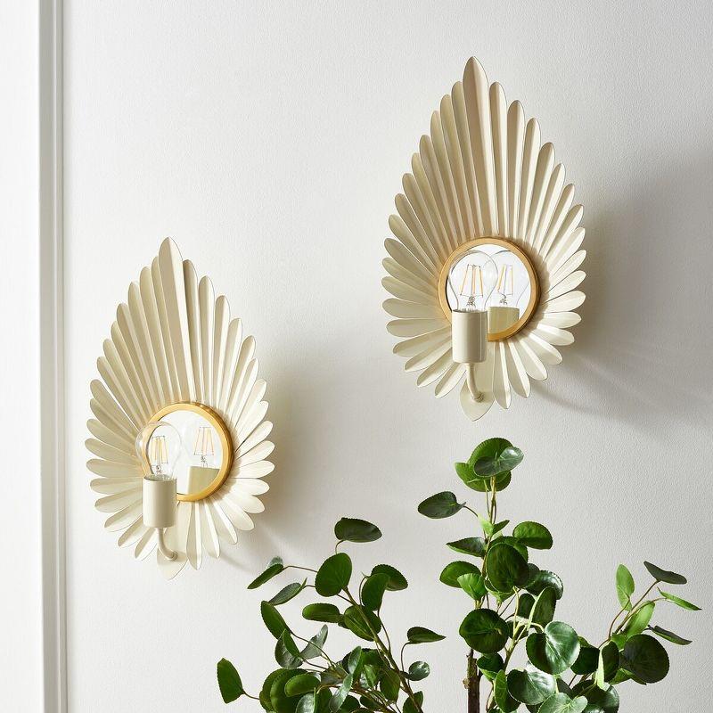 Ivory and Gold Leaf Direct Wired Wall Sconce