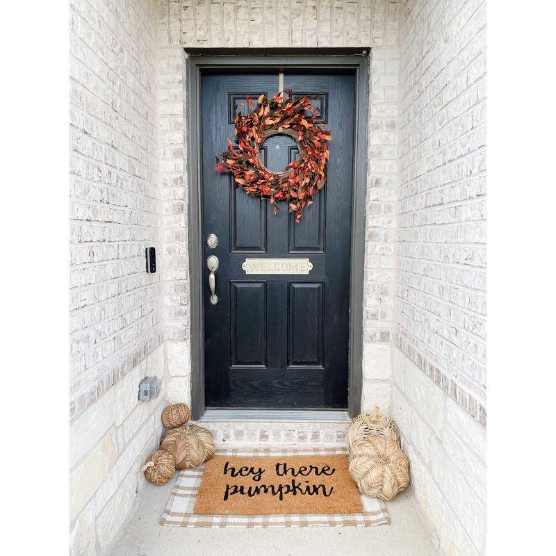 Nearly Natural 20” Harvest Leaf and Mini Pumpkin Artificial Wreath