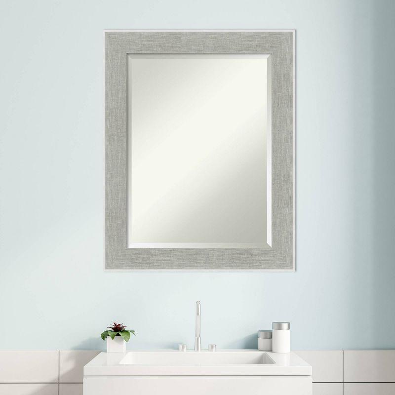 23" x 29" Glam Framed Bathroom Vanity Wall Mirror Linen Gray - Amanti Art: Modern, Beveled, Wall-Mounted