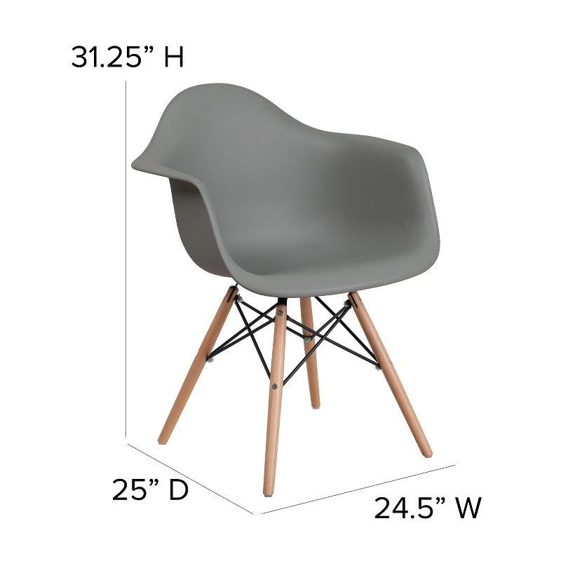 Moss Gray Polypropylene Accent Chair with Wooden Legs