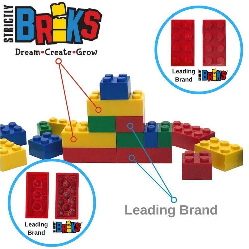 Strictly Briks Toy Building Block - Vibrant Colors - 216 Pieces with 6x6 Inch Baseplate - 100% Compatible with All Major Brick Brands