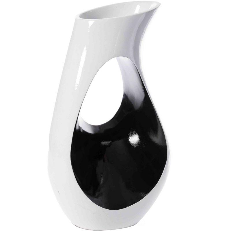 Uniquewise Tall Modern floor vase, White Unique Trumpet Floor Vase, Interior Decoration 24" Tall