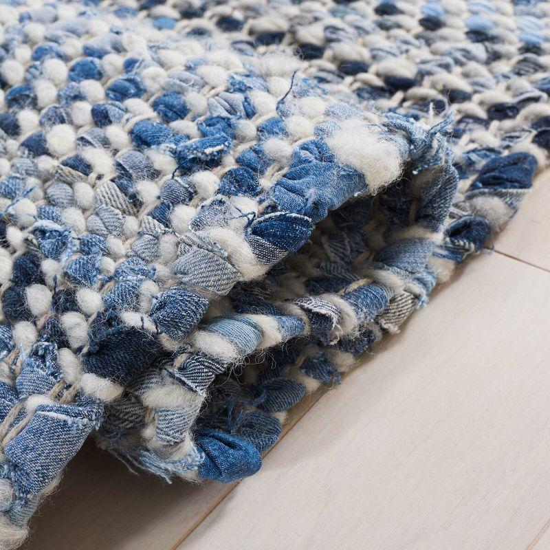 Blue and Light Grey Handmade Wool Runner Rug