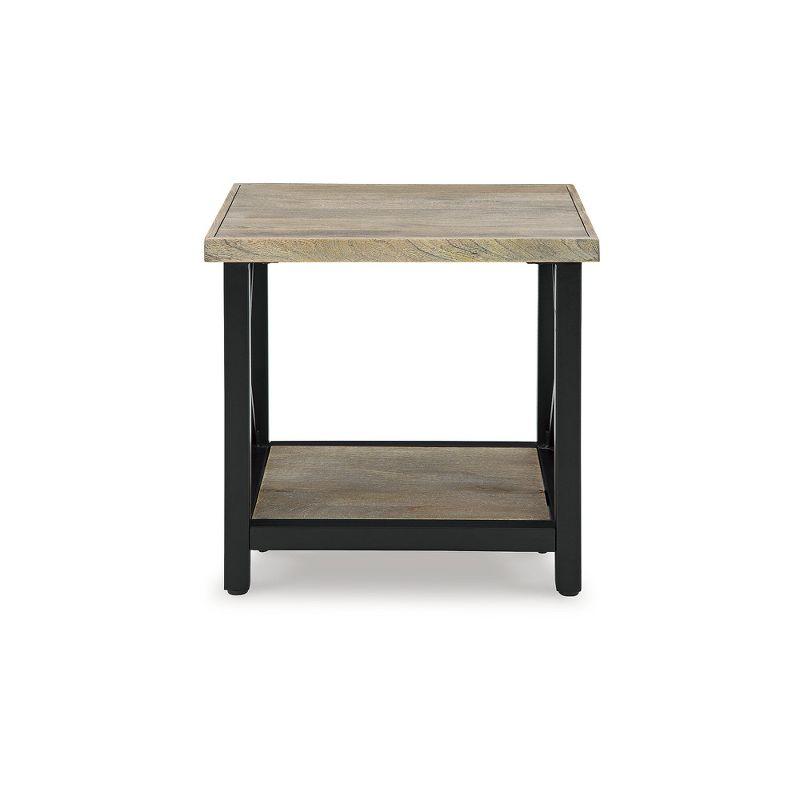 24'' Black and Brown Wood and Metal Rectangular End Table