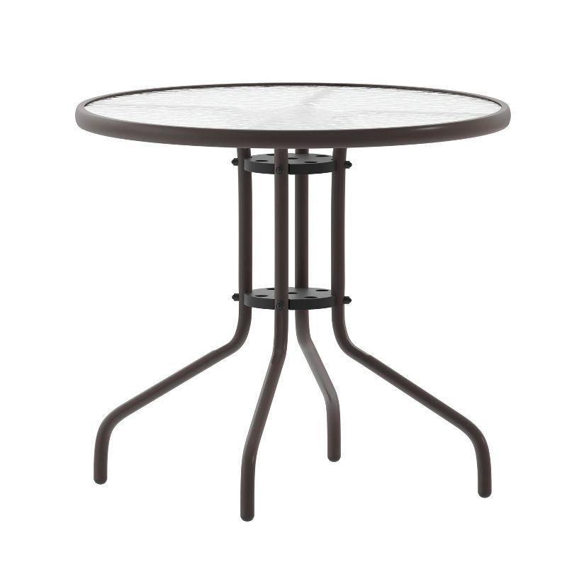 Contemporary 57'' Bronze and Clear Glass Round Dining Table