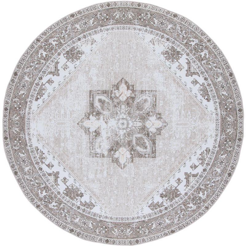 Ivory Elegance 47" Round Synthetic Easy-Care Non-Slip Rug