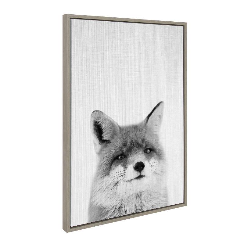 Kate and Laurel Sylvie Fox Portrait Framed Canvas by Simon Te Tai, 23x33, Gray