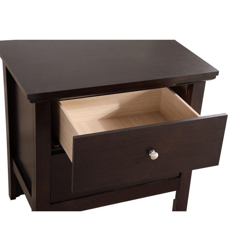 Passion Furniture Primo 2-Drawer Espresso Nightstand (24 in. H x 19 in. W x 15.5 in. D)