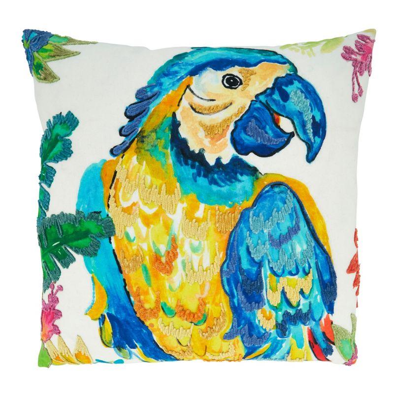 Parrot Design Cotton Throw Pillow with Feather Down