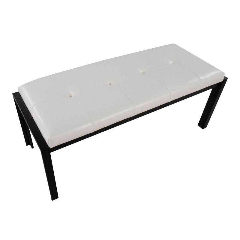 46" Fuji PU Leather/Metal Bench Black/White - LumiSource: Padded, Entryway, End of Bed