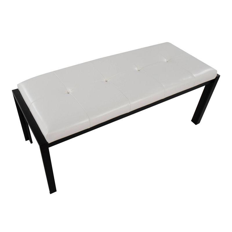 Fuji 46" Plush Black Metal Frame White PU Leather Bench