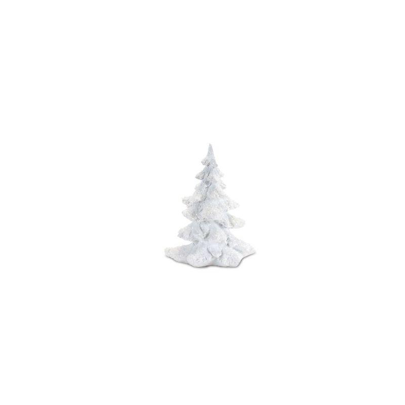 Flocked White Pine Tree with Carved Design (Set of 4)