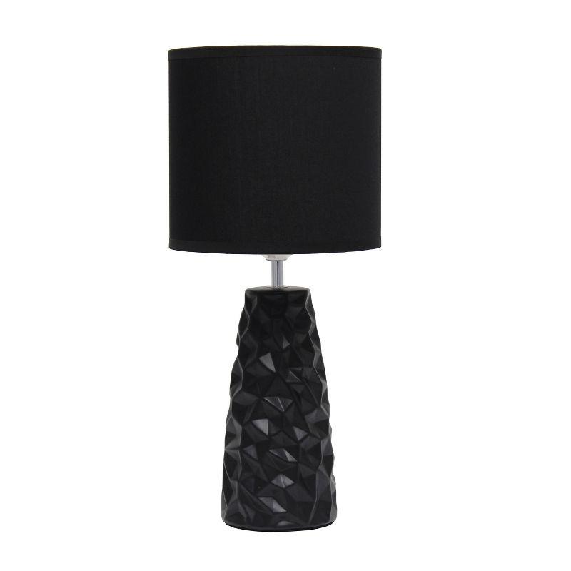Sculpted Ceramic Table Lamp Black - Simple Designs: Modern Bedside Light, ETL Listed, No Assembly Required