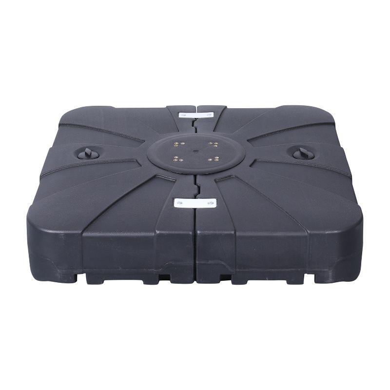 Flash Furniture Hank Heavy Duty Weather-Resistant Universal Offset Umbrella Base with Grooved Handles and Built-In Wheels in Black