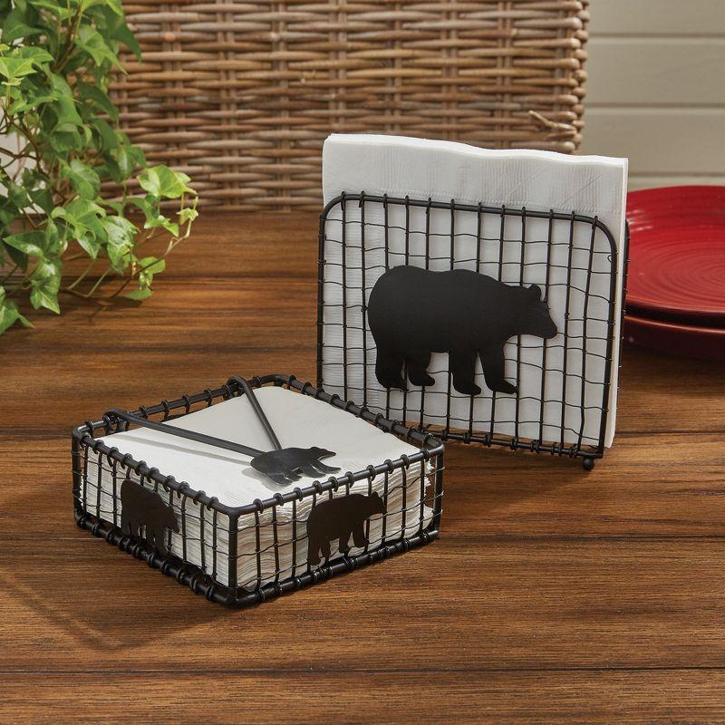 Black Bear Metal Wire Napkin Holder 5.5"H