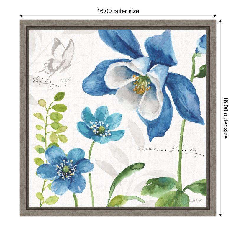 Blue and Green Botanical Framed Canvas Wall Art, 16x16