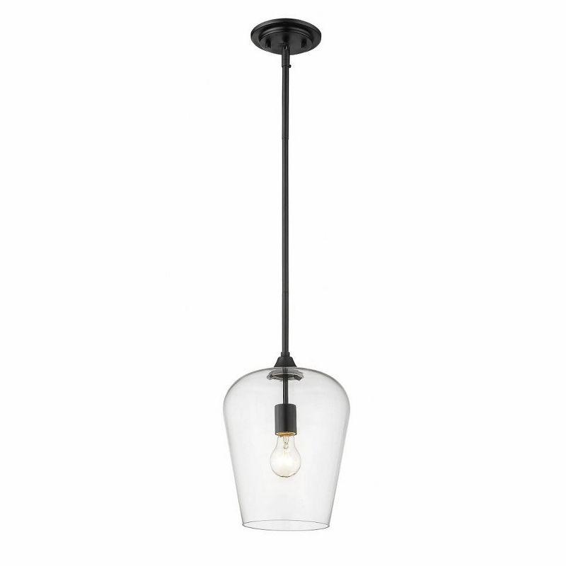 Sleek Matte Black 12'' Modern Single-Light Pendant with Clear Glass Shade