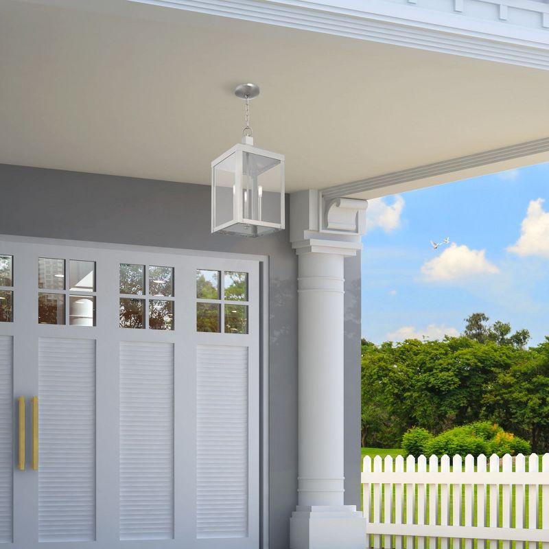 3 Light Outdoor Pendant Lantern with Clear Glass Shade