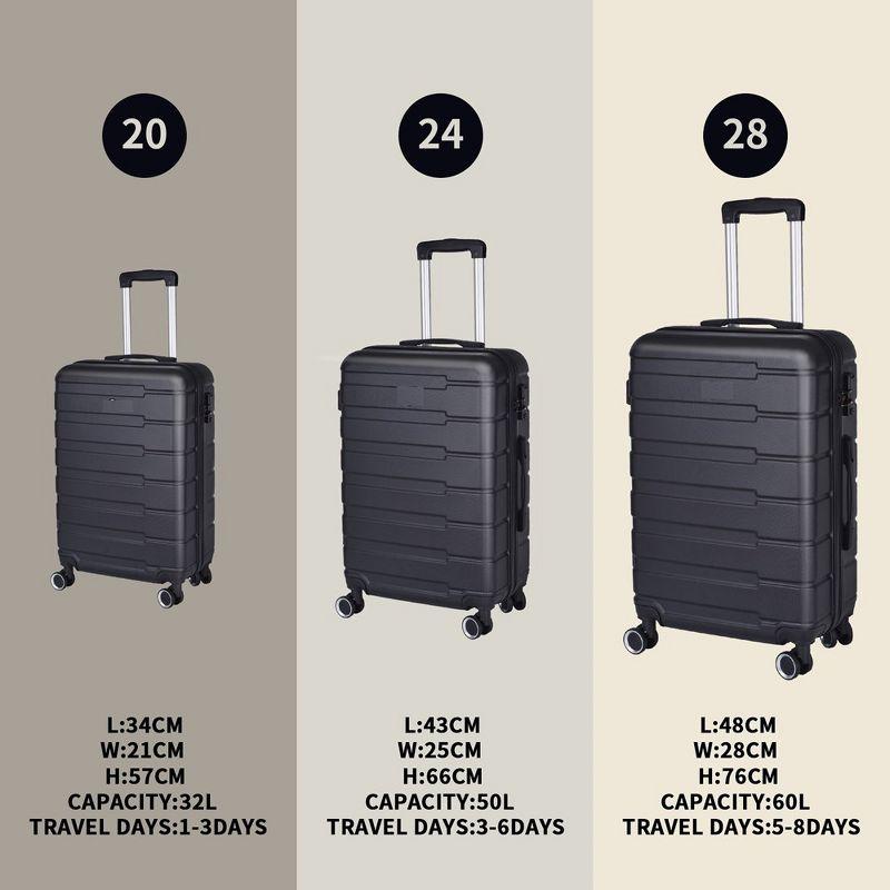 Black 3-Piece Hardshell Spinner Luggage Set with Built-In Lock