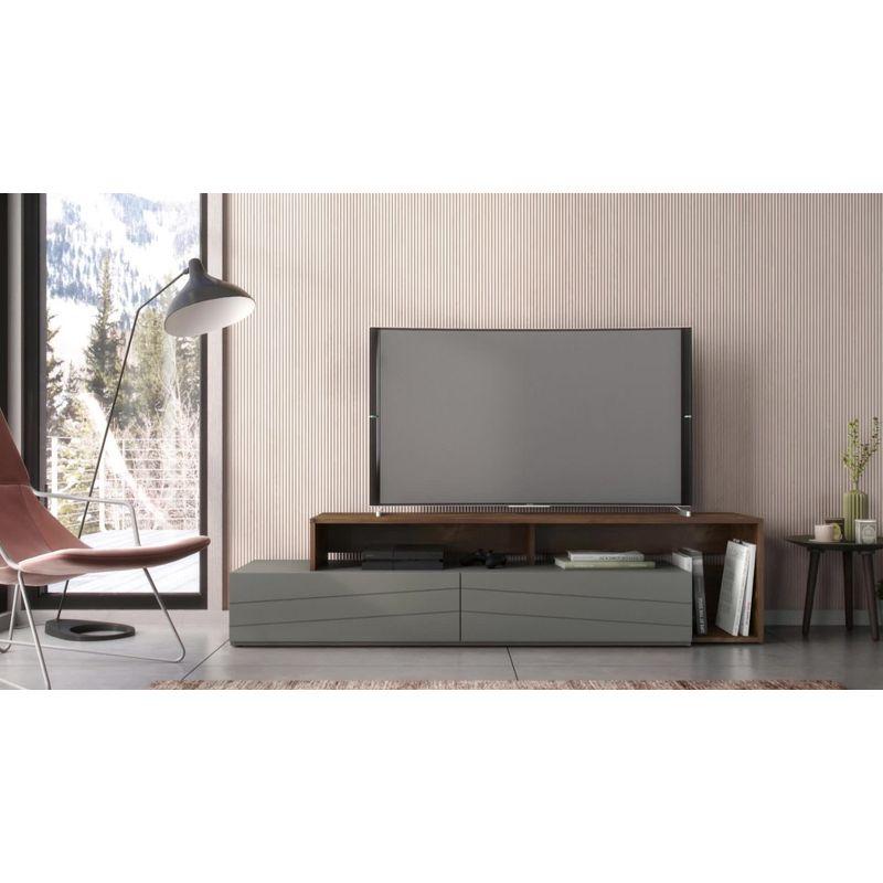Tonik TV Stand for TVs up to 80" Black - Nexera: Modern Console with Drawers, Melamine Finish, Wood Composite