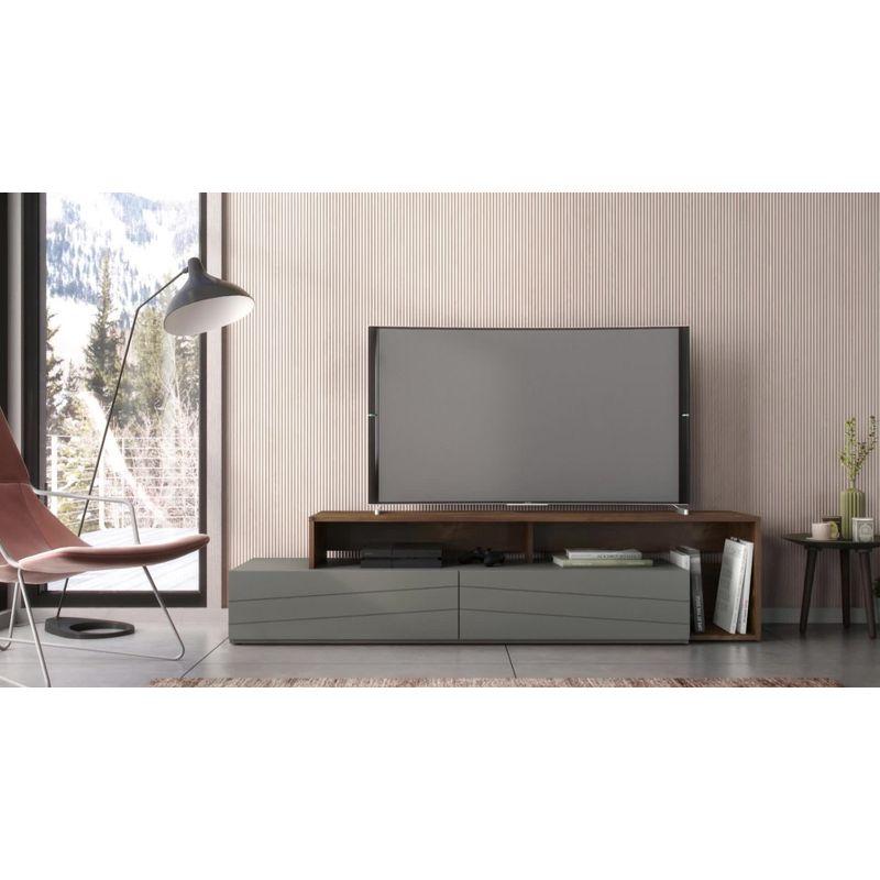 Modern Contrasting Black 64.5" TV Stand with Storage Cabinet