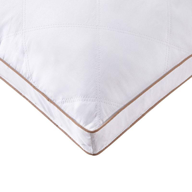 Peace Nest Goose Feather Down Pillow White Quilted Cotton Cover Set of 2